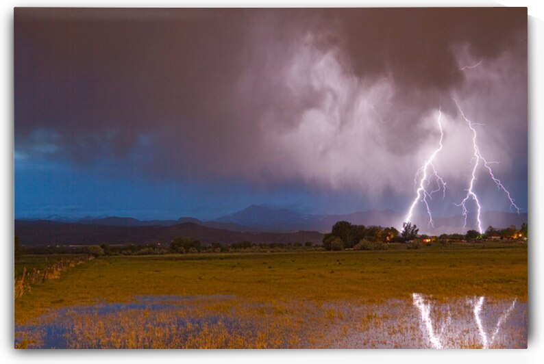 Lightning Striking Longs Peak Foothills 8 by Bo Insogna
