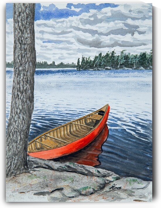 The Red Canoe Painting by Stephen Emms