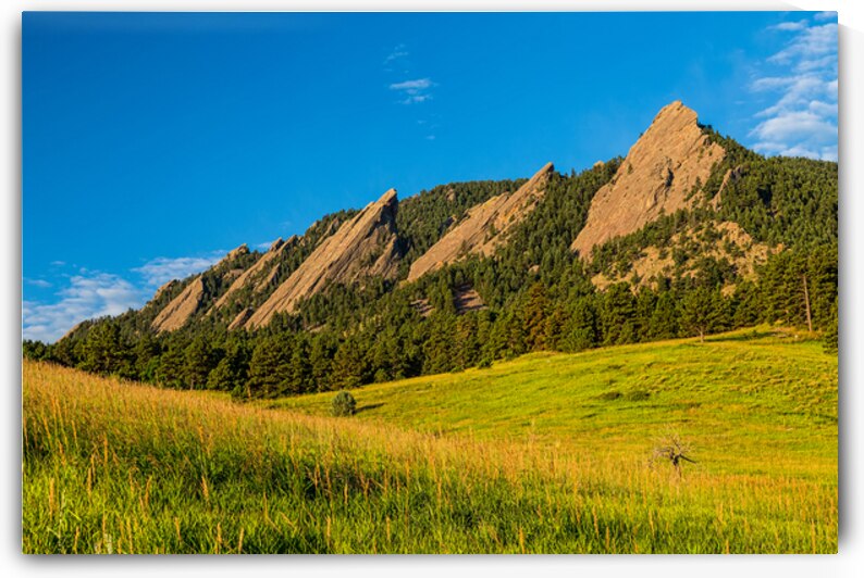 Boulder Colorado Flatirons Sunset Golden Light by Bo Insogna