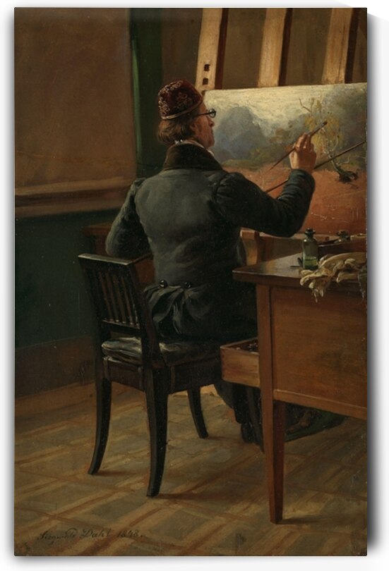 The Painter J.C. Dahl at his Easel [1848] by Siegwald Dahl [1827–1902] by MyCozyFineArt