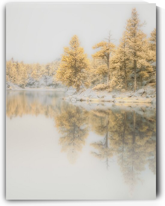 Lake Dreamscape: Misty Morning Serenity at Bismarck Lake by Dream World Images