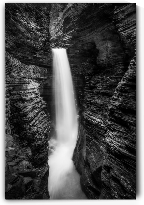 Monochrome Majesty: Watkins Glen Waterfall in Late October by Dream World Images