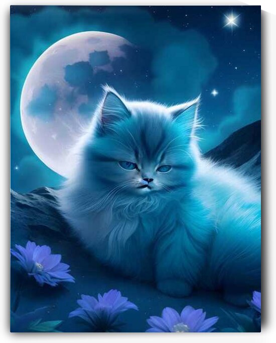 Moonlit Whiskers and Mystical Gaze by Contemporary Art eg