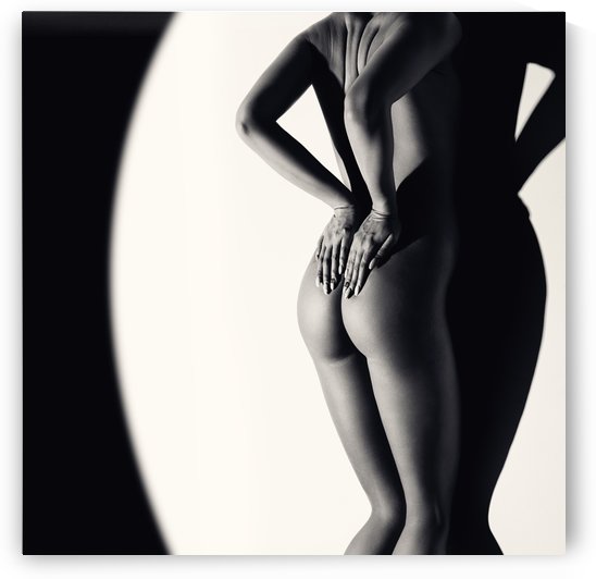 Nude Woman against wall by Johan Swanepoel