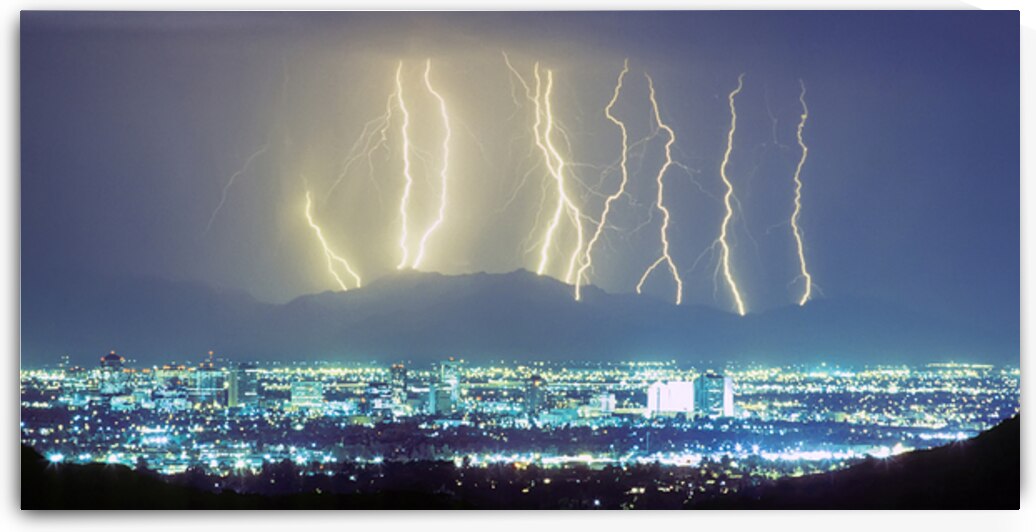 Lightning Over Phoenix Arizona Panorama by Bo Insogna