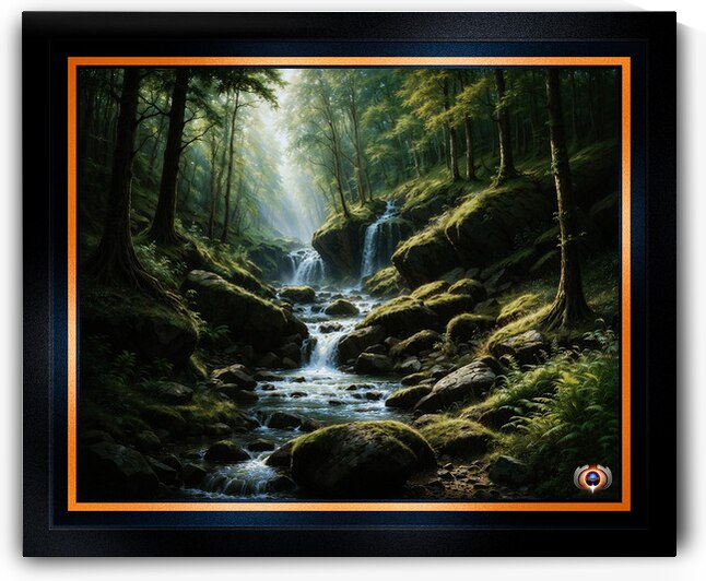 Tranquil Forest Stream with Cascading Waterfalls Captivating AI Concept Art by Xzendor7 by xzendor7