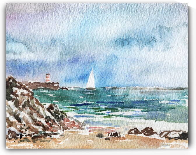 Emerald Green Waves At The Shore Watercolor Lands by Irina Sztukowski