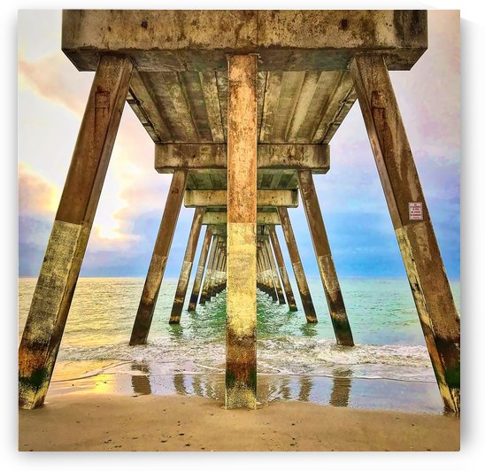 Sunrise Under the Pier Square by Ricky A Richardson 