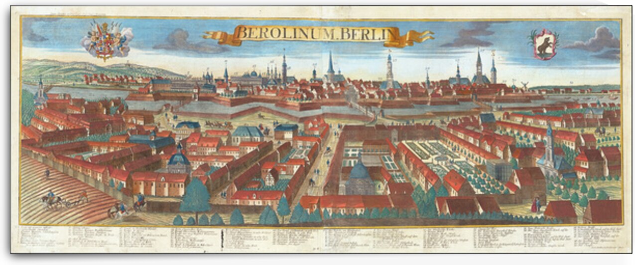 18th Century View of Berlin Germany – Panoramic Engraving Depicting the Prussian Capital with Palaces Churches and Fortifications During the Enlightenment Era Symbolizing Berlin’s Rise as a European Power by History In Your Home