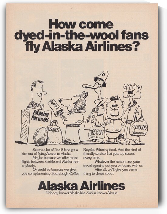 1976 Alaska Airlines Pac-8 Ad by Row One Brand