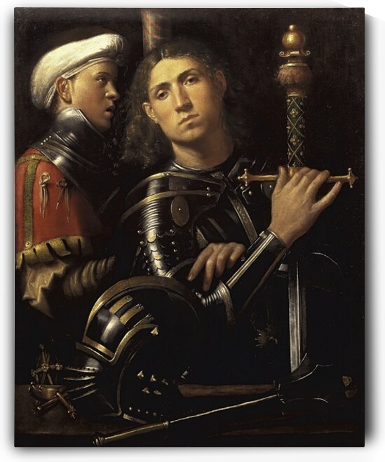 The ‘Gattamelata’. Man in armour with a squire [1501–1502] by Giorgione [1477–1510] by MyCozyFineArt