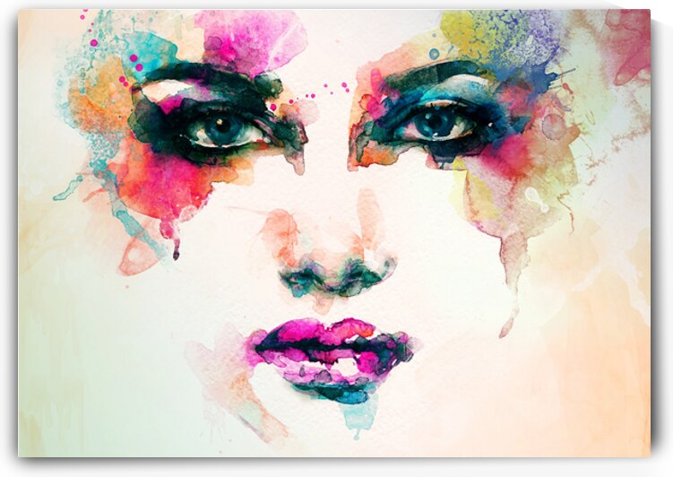 Vibrant Watercolor Face - Colorful Abstract Portrait by el halaoui ali