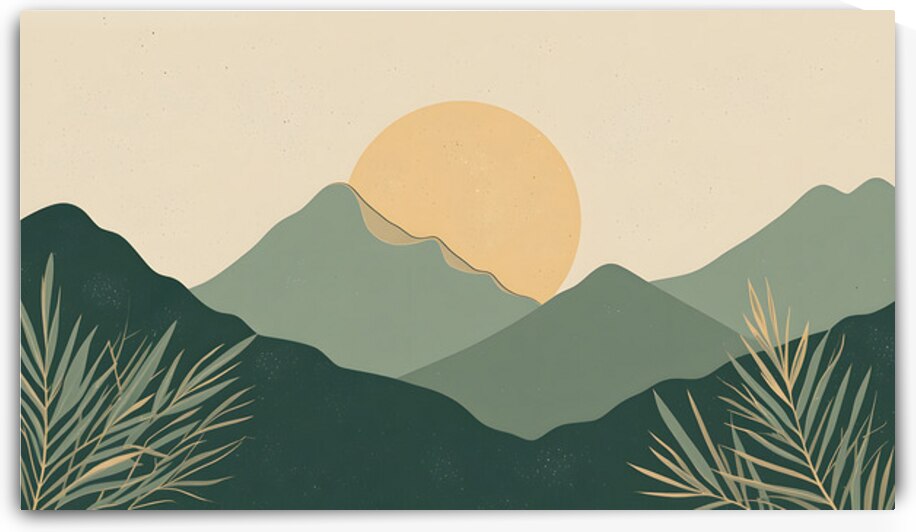 Minimalist Mountain Landscape - Serene Nature Illustration by el halaoui ali