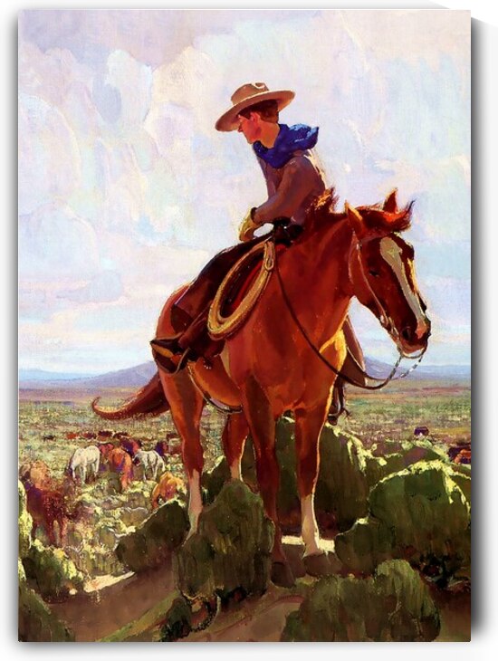 Horse Wrangler Cowboy Art by Herbert Buck Dunton by Fabricci