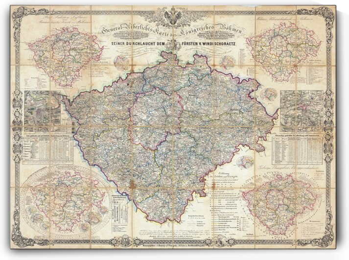 1850 Map of the Kingdom of Bohemia – Historical Central European Map Depicting Regions Cities and Rivers of Modern-Day Czech Republic Illustrating the Administrative Divisions of the Austrian Empire Era by History In Your Home