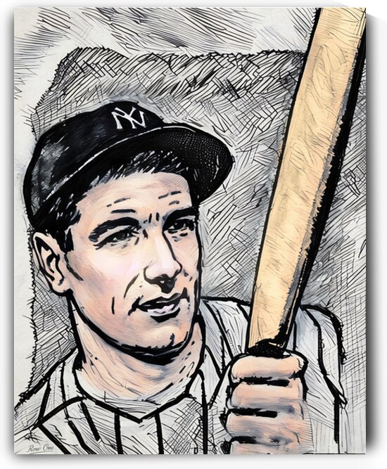 1937 Lou Gehrig Art by Row One Brand