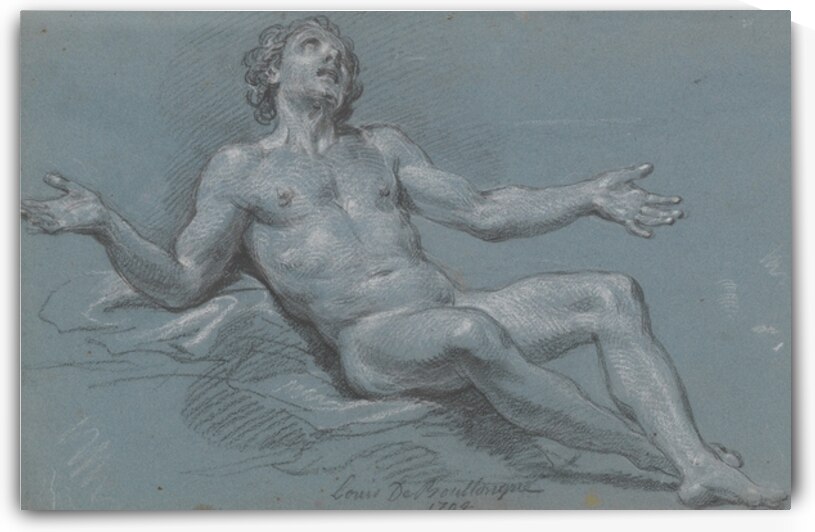 Seated Male Nude [1704] by Louis de Boullogne the Younger [1654–1733] by MyCozyFineArt
