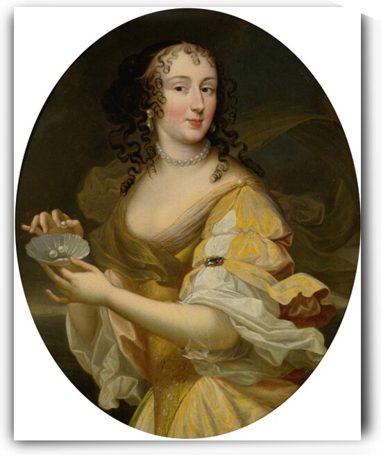 Portrait Of A Lady In Allegorical Guise. Holding A Dish Of Pearls by Pierre Mignard [1612–1695] by MyCozyFineArt