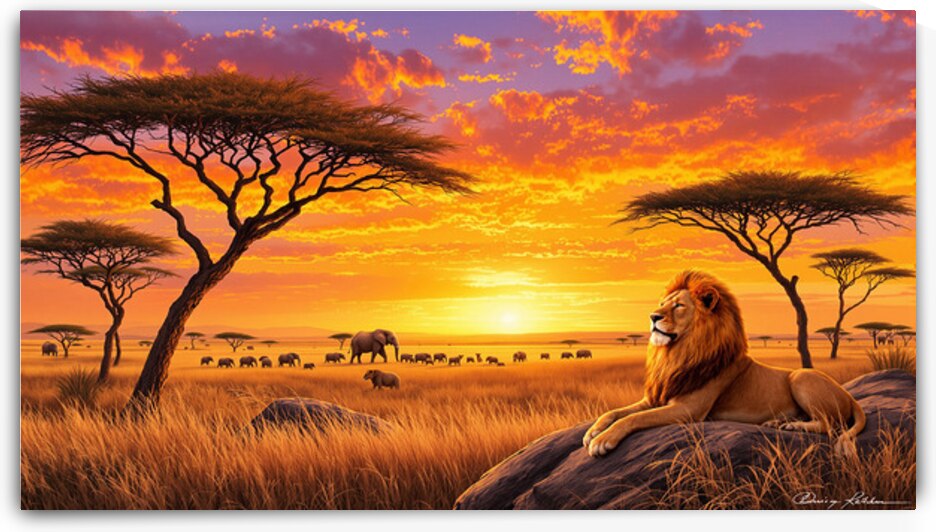 Golden Savannah at Sunset by ImagineART