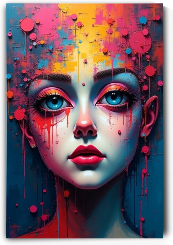 Chromatic Reverie: Surreal Woman Portrait in Vibrant Color Splashes by RACHID RHAMMOUD