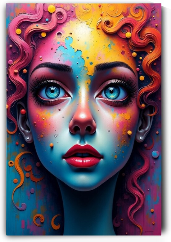 Chromatic Reverie: Surreal Woman Portrait in Vibrant Color Splashes by RACHID RHAMMOUD