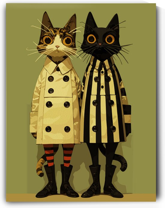 Fashion Felines Quirky Cat Art in Coats and Boots by Ramy Salah Hefny