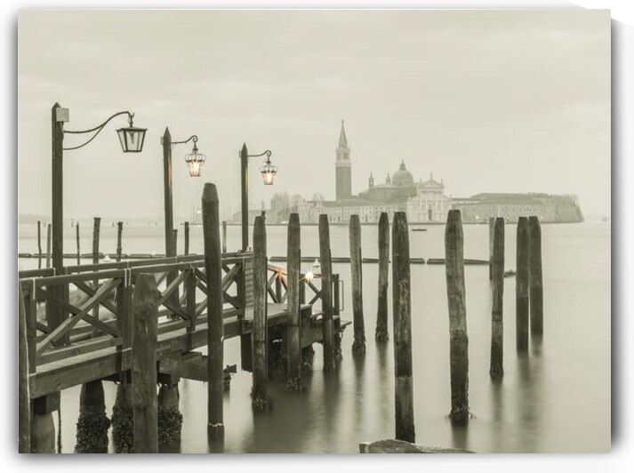 Jetty over Venetian lagoon Venice Italy by Assaf Frank