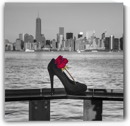 Female high heel shoe with red rose New York by Assaf Frank
