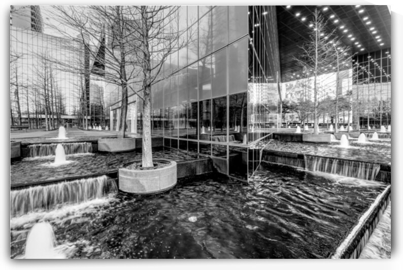 Dancing Fountains And Falls Dallas Grayscale by Jennifer White
