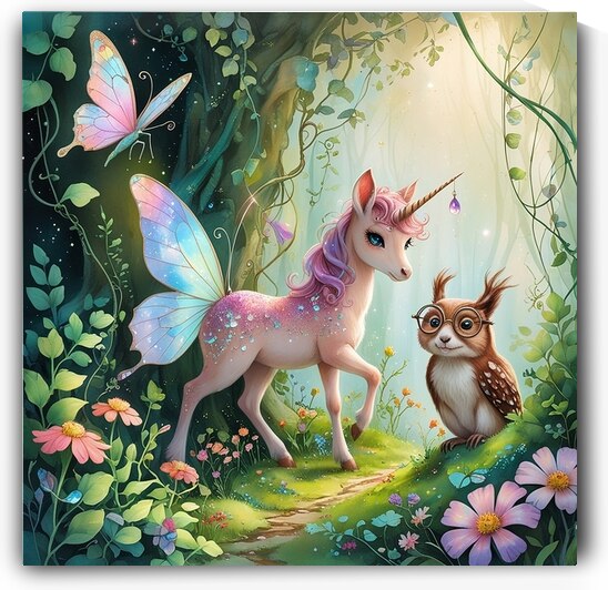 Unicorn Owl and Butterfly by Dmitry Linkov