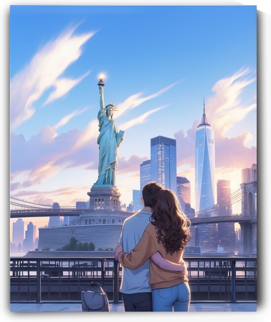 Couple in New York illustration by Dmitry Linkov