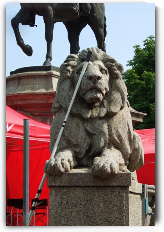 Granite Sentinel - Lion Statue at Karlsplatz Stuttgart by Matthias Hauser