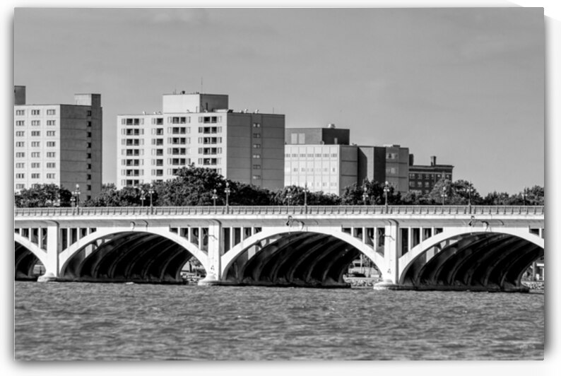 MacArthur Bridge Detroit Michigan Graycale by Jennifer White