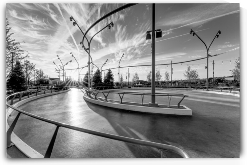 Omaha Sunrise Sunburst Skate Park Grayscale by Jennifer White