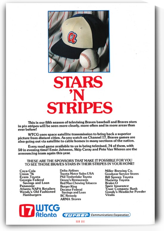1977 Atlanta Braves Turner Communications Ad by Row One Brand