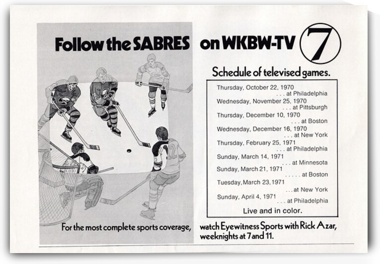 1971 Buffalo Sabres WKBW TV 7 Ad by Row One Brand
