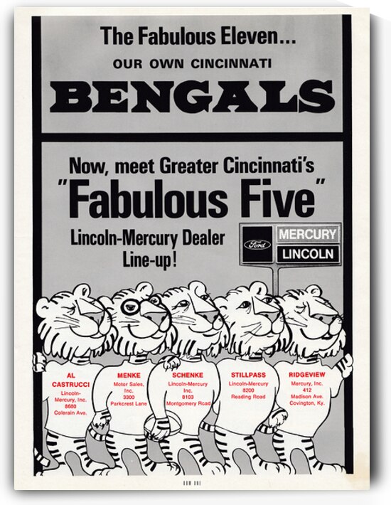 1969 Bengals Lincoln-Mercury Ad by Row One Brand