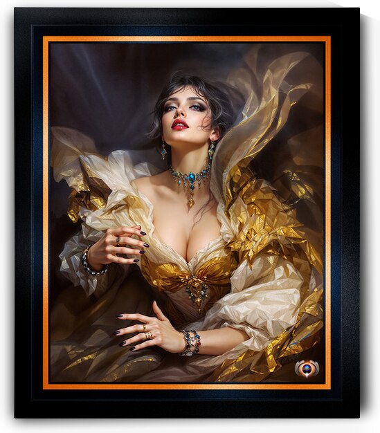 An Opulent Golden Symphony Of Marceline Alarice Emerging From Shadow Gorgeous AI Concept Art by Xzendor7 by xzendor7