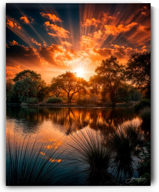 Golden  Sunset Over A Lake by livenature