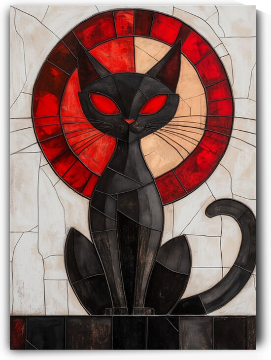 Stained Glass Black Cat by Anne Laure GOUPIL