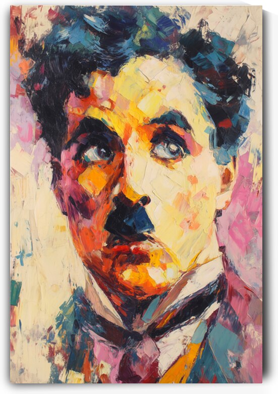 charly chaplin portrait oil abstract by NIKO Gallery