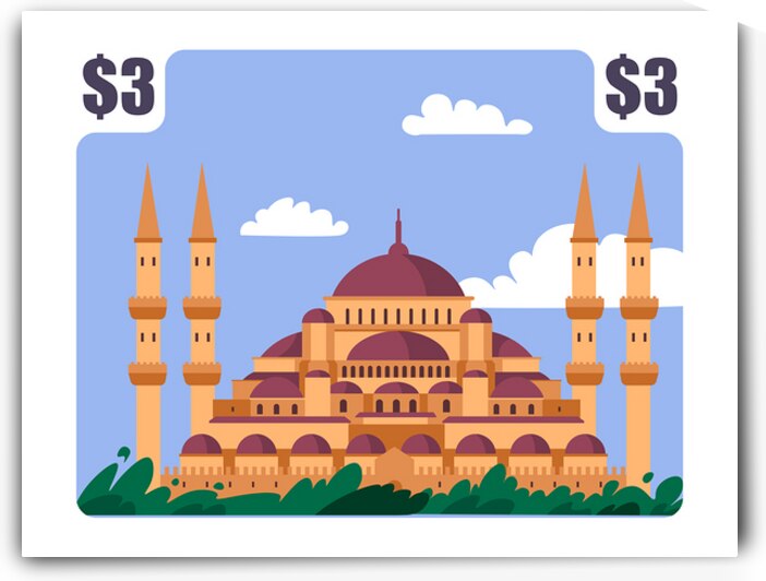 Mosque postage stamp  by Point Art