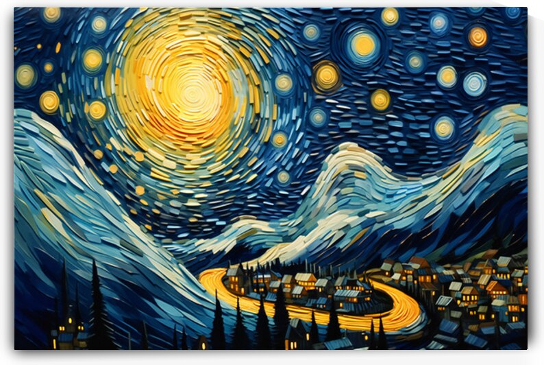 Cityscape with Moonlight by Point Art