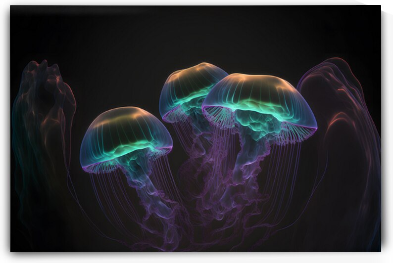 Jelly fish in deep dark water by Point Art