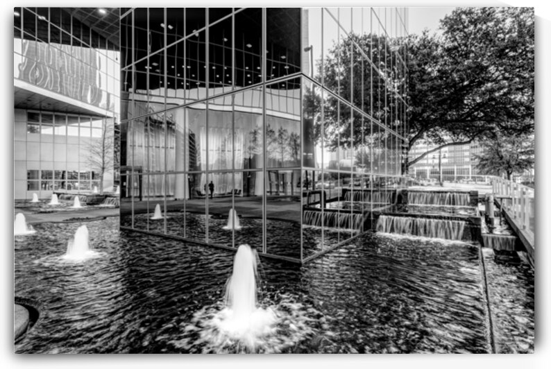 Fountains Waterfalls Reflections Dallas Grayscale by Jennifer White