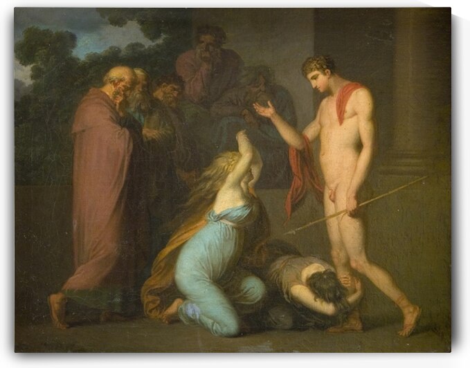 Ismene and Antogone Plead with Theseus [1790–1799] by Nicolai Abildgaard [1743–1809] by MyCozyFineArt