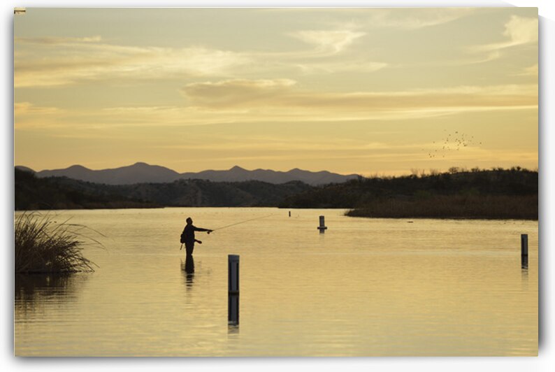 Fishing at sunset Patagonia Lake by Kevin Oke