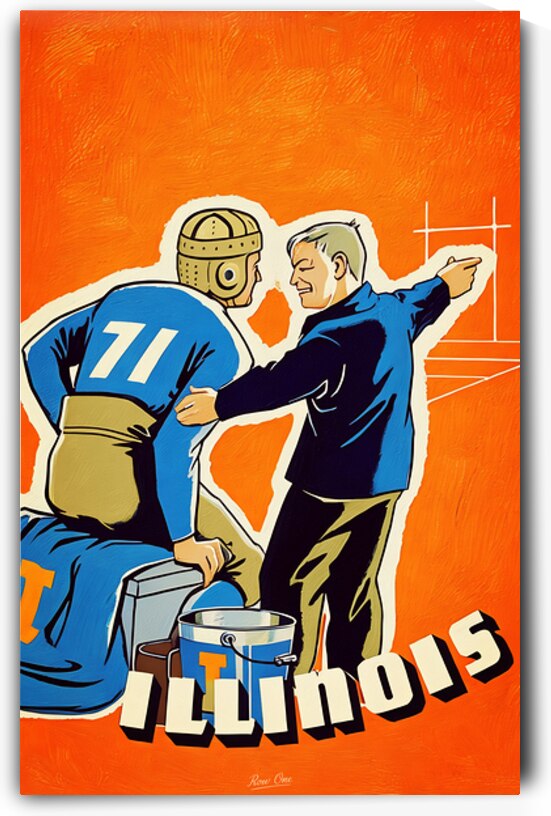1930s Illinois Football Art Remix by Row One Brand