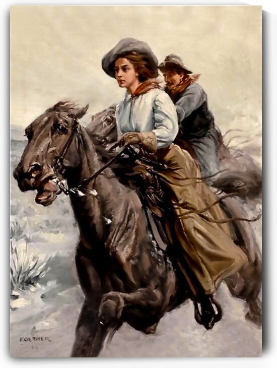 “Riding the Range” Vintage Cowgirl Art by WHD Koerner by Fabricci