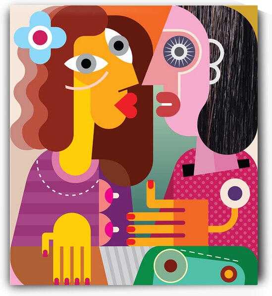 Two Women Looking At Each Other by Point Art